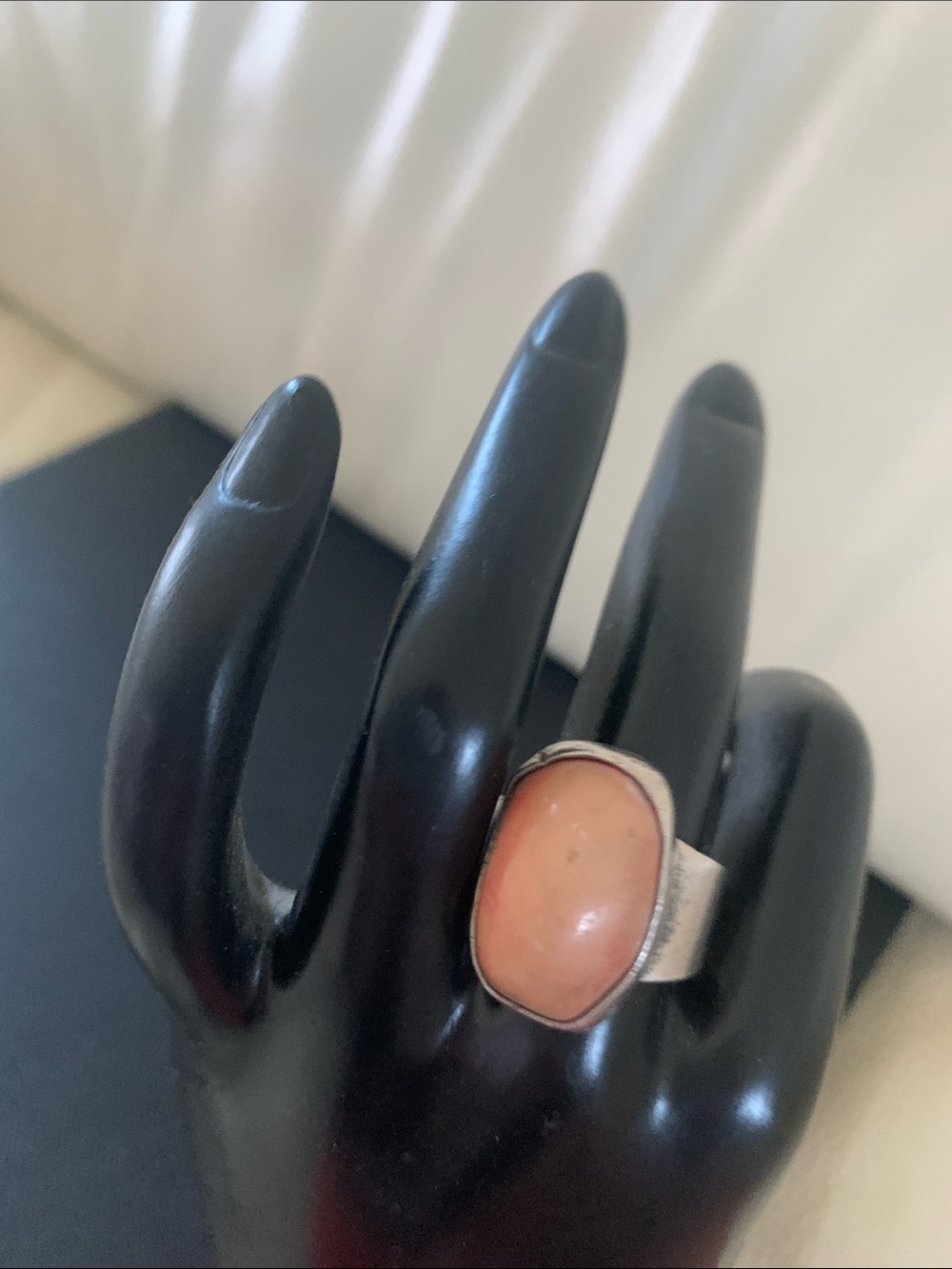 Sterling Silver Pink Coral Oval Statement Ring